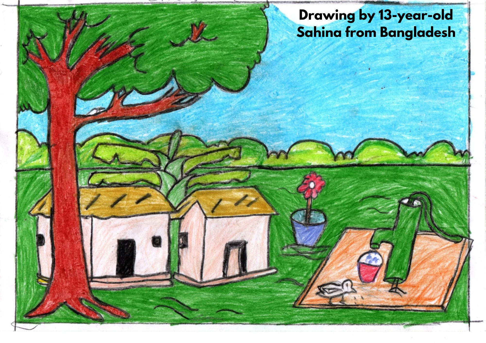 how to drawl village women scenery | village farmers scenery oilpastel  #villagelife #village… in 2024 | Art drawings for kids, Architecture drawing  sketchbooks, Sketch book